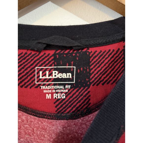 L.L. Bean Men’s Red & Black Check Embossed Fleece Logo Medium - Picture 7 of 7
